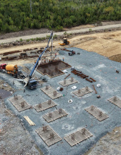 Construction underway for the Mersey River Wind Project in Queens County.