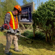 man doing yardwork